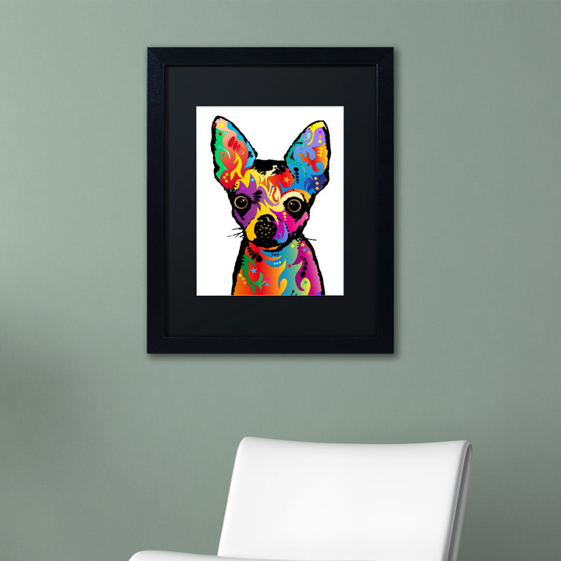 « chihuahua dog white », impression encadrée, H 14 po x l 11 po x P 0,5 po, Noir