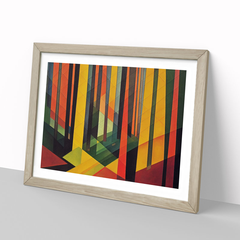 Blooming Abstract Forest - Single Picture Frame Print, Oak, 46cm H x 64cm W x 2cm D