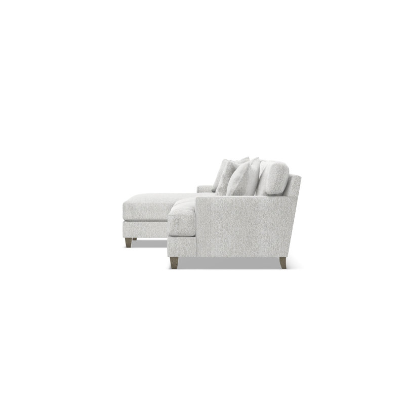 Mila 2-Piece Fabric Sectional, Left Hand Facing, White Polyester, 33.5" H x 101" W x 61" D