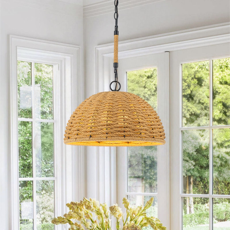 Luminaire suspendu dôme en jute 3 lumières