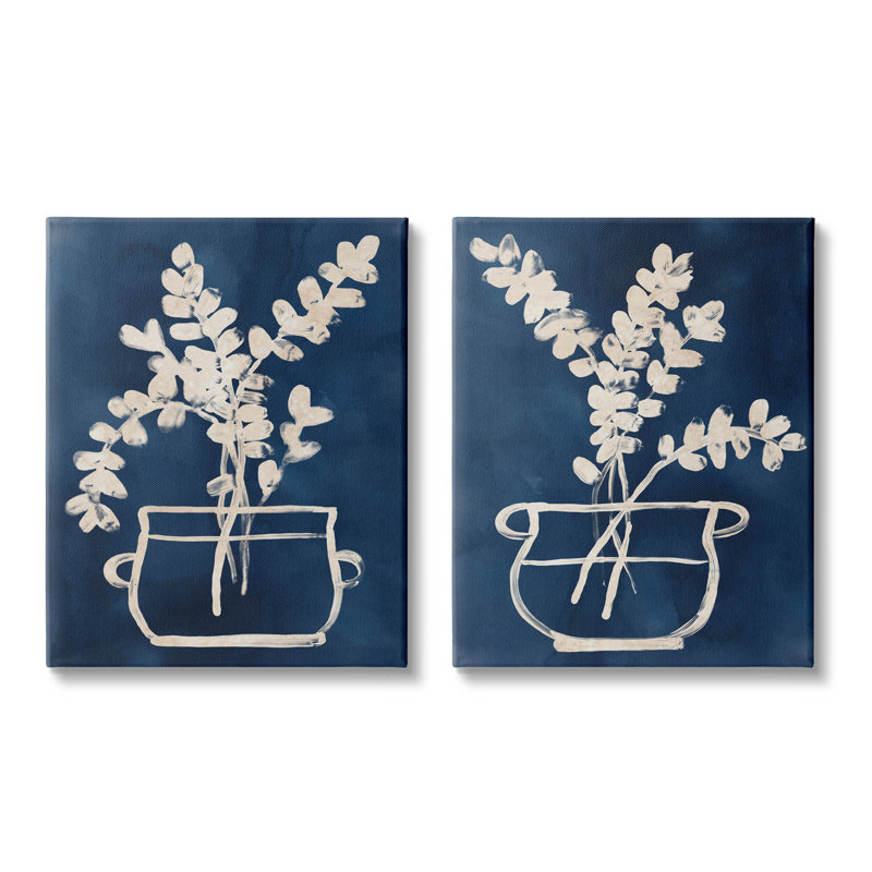 "Contemporary Herbs Botanical Vase", ensemble de 2 reproductions d'art sur toile par June Erica Vess