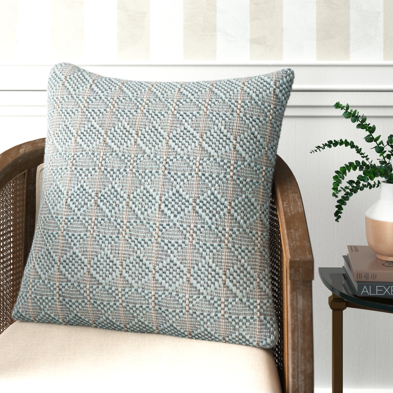 Levon Embroidered Indoor/Outdoor Throw Pillow, Light Blue/Gray, Pillow Cover Only - No Insert