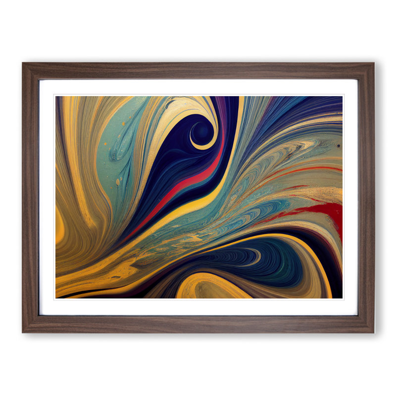 Abstract Marbling Art Vol.4 - Framed Print, 46cm H x 64cm W x 2cm D, Walnut