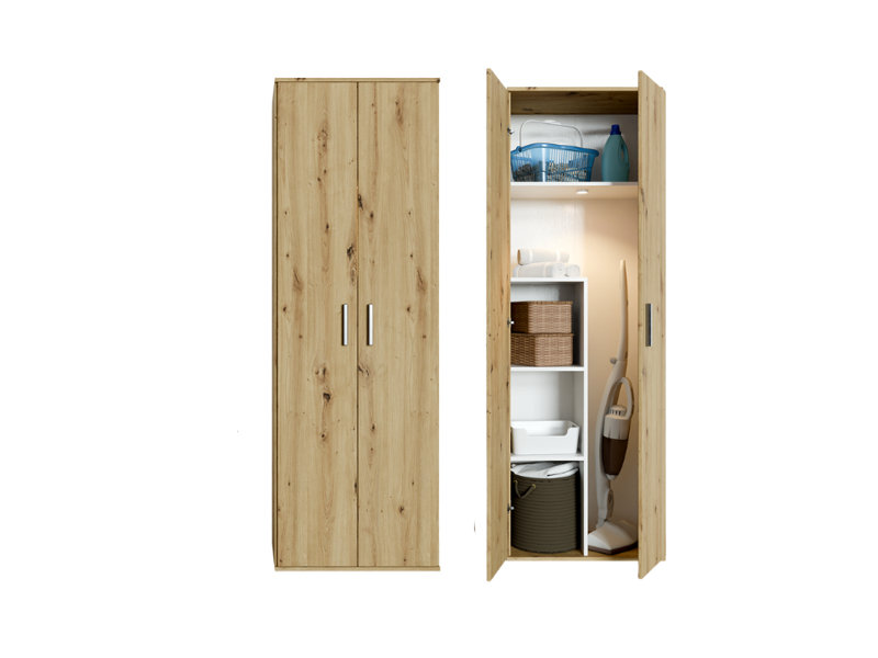 White Utility Closet System, Oak/Black
