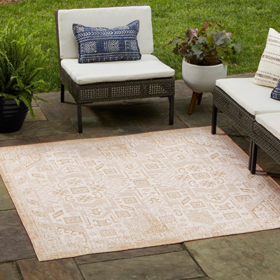 Tapis intérieur / extérieur naturel / beige Arletha Southwestern