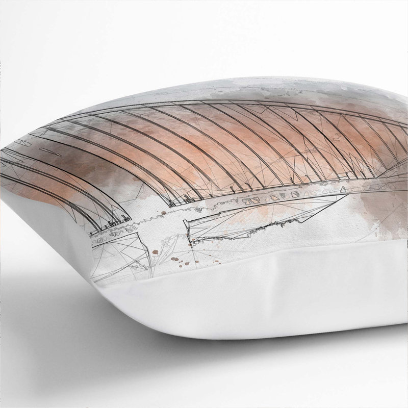 Sunset over Gate Bridge Cushion with Filling, 55cm H x 55cm W x 20cm D, White