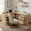 Bureau en L 59 po cannelé avec station de charge et armoire de rangement 59 po Modern