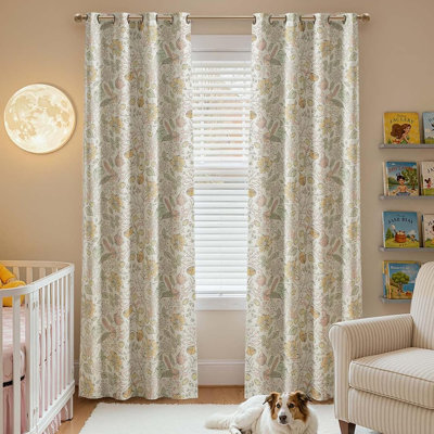 Yellow Floral Blackout Curtains – 2 Grommet Panels, Room Darkening, Farmhouse Style