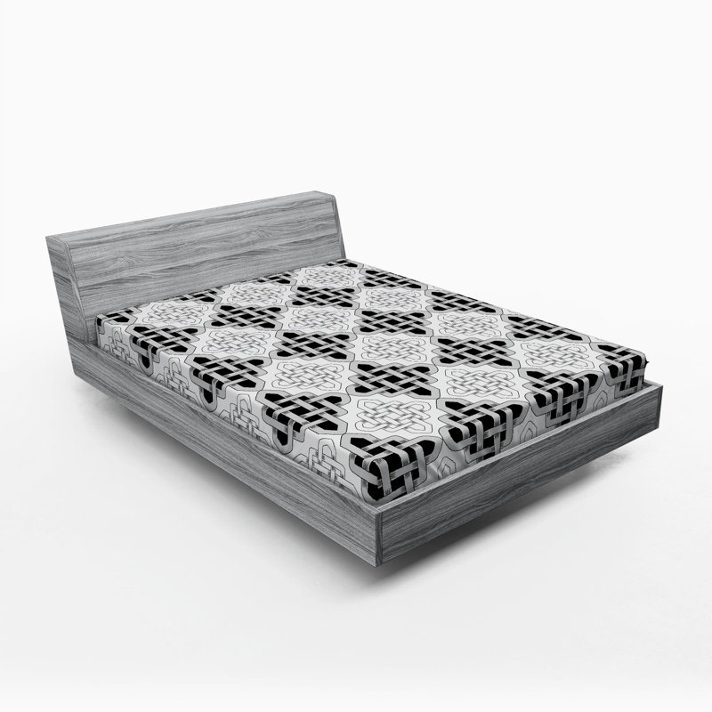 Microfiber Geometric Fitted Sheet, Queen Fitted Sheet