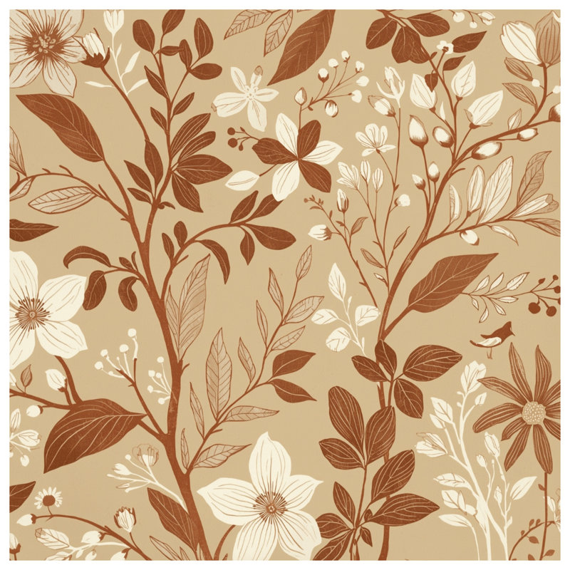 Beige Floral Botanical Comforter, Twin