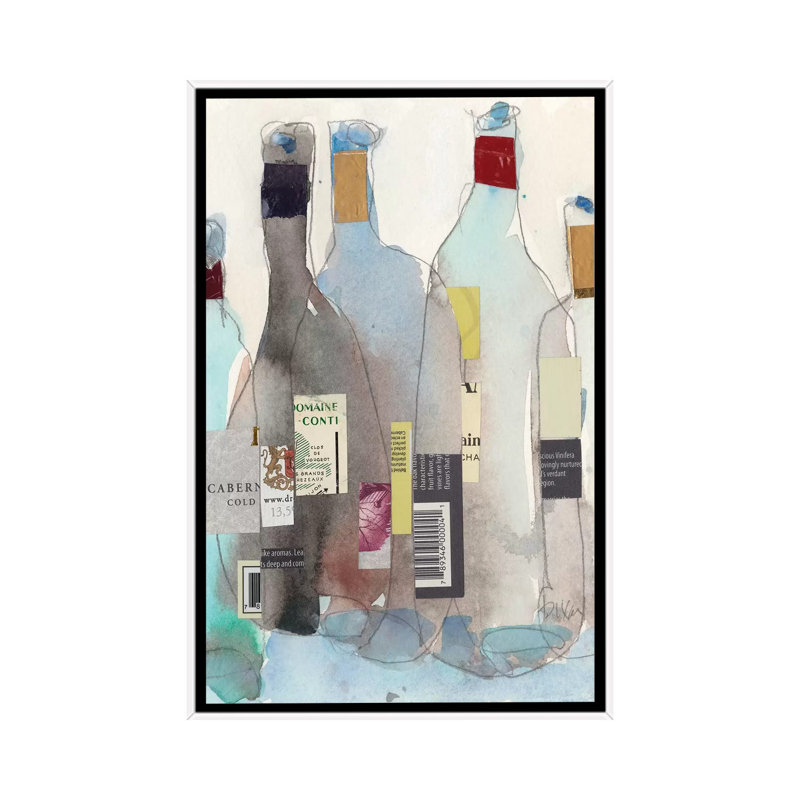 The Wine Bottles III - reproduction d'art murale - toile encadrée, H 40 po x l 26 po, Blanc