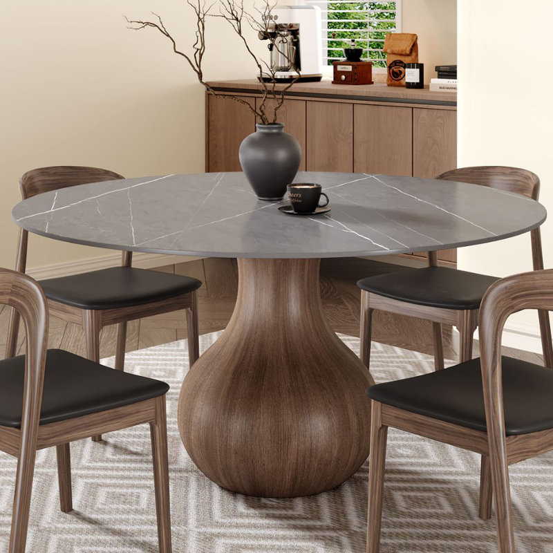 Table de salle à manger Otelia, 29.52"H x 59"L x 59"W, Gris
