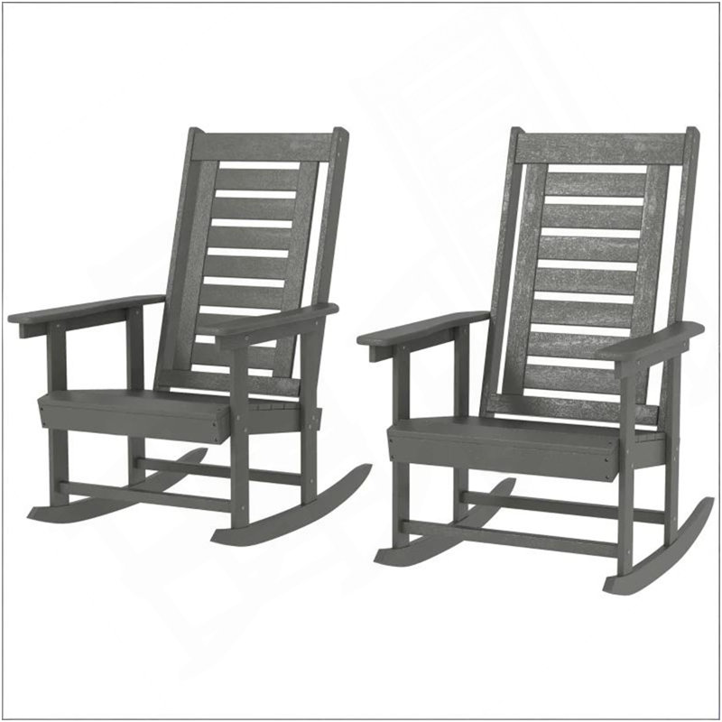 Chaises larges avec accoudoirs, chaises berçantes d'extérieur 2 pièces, Gris foncé