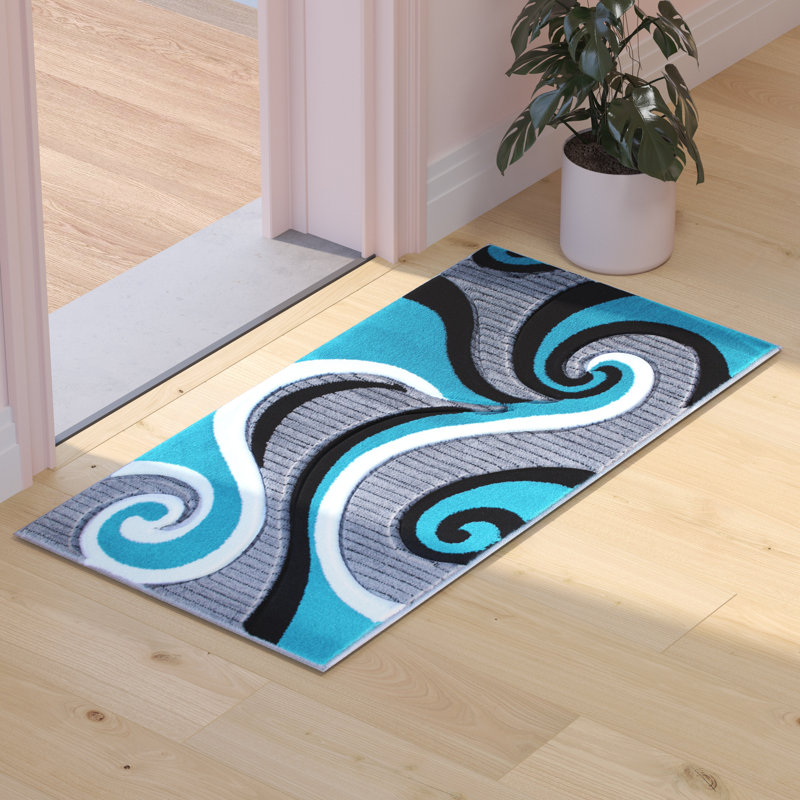 Tapis à motif abstrait tourbillon Skaghe, Rectangle 2 pi x 3 pi 4 po