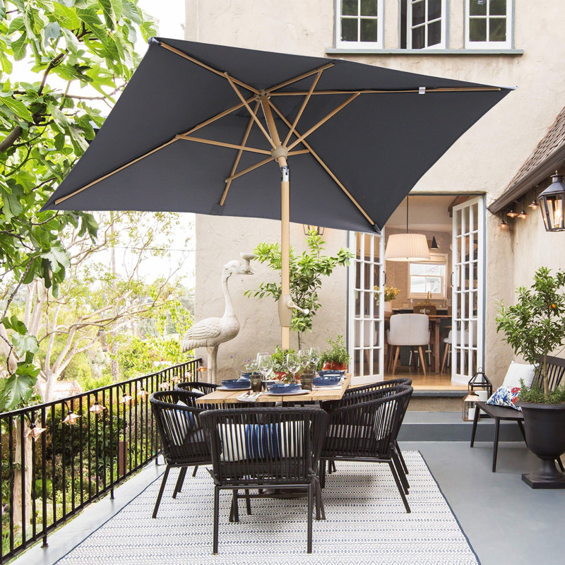 Bohon 210cm X 140cm Rectangular Market Parasol, Anthracite