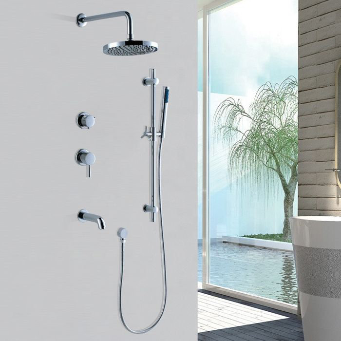Système de douche en acier inoxydable de 10 pouces avec valve thermostatique et douchette, fixation murale, Doré