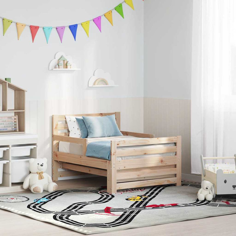 Bed Frame with Headboard Engineered Wood Children's Bedroom Modern Pine, Brown