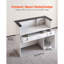 Reception Desk, 50 inch Rectangular Front Counter Table, Modern Office Reception Desk with Light Strip, 3 Drawers & Storage Cabinets, Retail Counter Table for Checkout, Lobby, Salon, Office