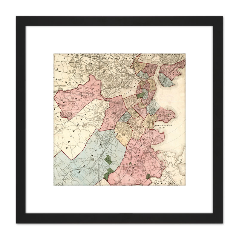 Williams 1876 Map Boston Massachusetts USA 1 Piece Single Picture Frame Painting