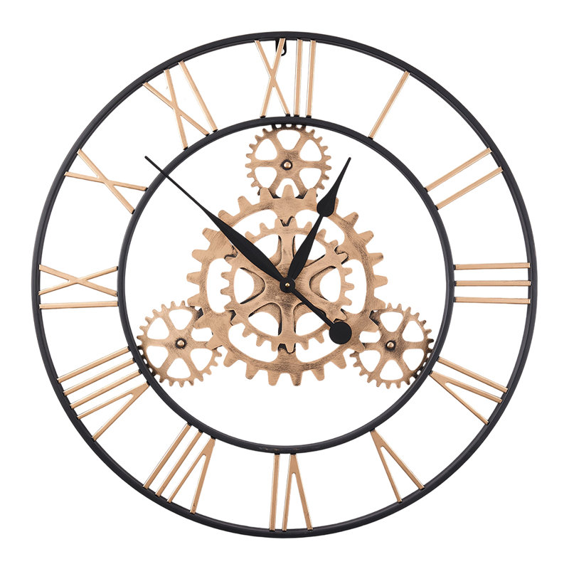 30 Inch Retro Non-Ticking Gear Wall Clock