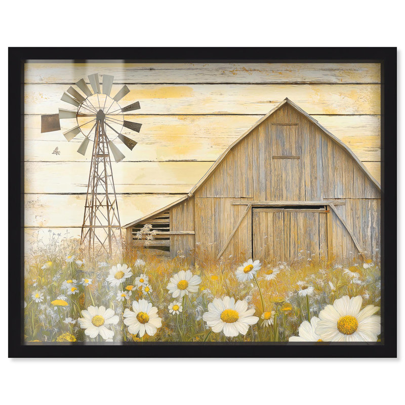 «Old Windmill Shadowbox», impression sur toile par Art Remedy, H 17 po x l 21 po, Noir