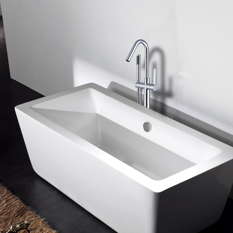 Modern Freestanding Tub Faucet With Hand Shower, Metal, 3.9 Gpm Flow Rate, 44in X 8in 7in, 9lb, Stylish Bath Filler Bathtub , 44" Deep 8" Wide, 7" High, 9 Lb, Accessory