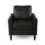 Fauteuil club moderne à profil bas - microfibre, noir, confortable et élégant avec coussins et détails subtils