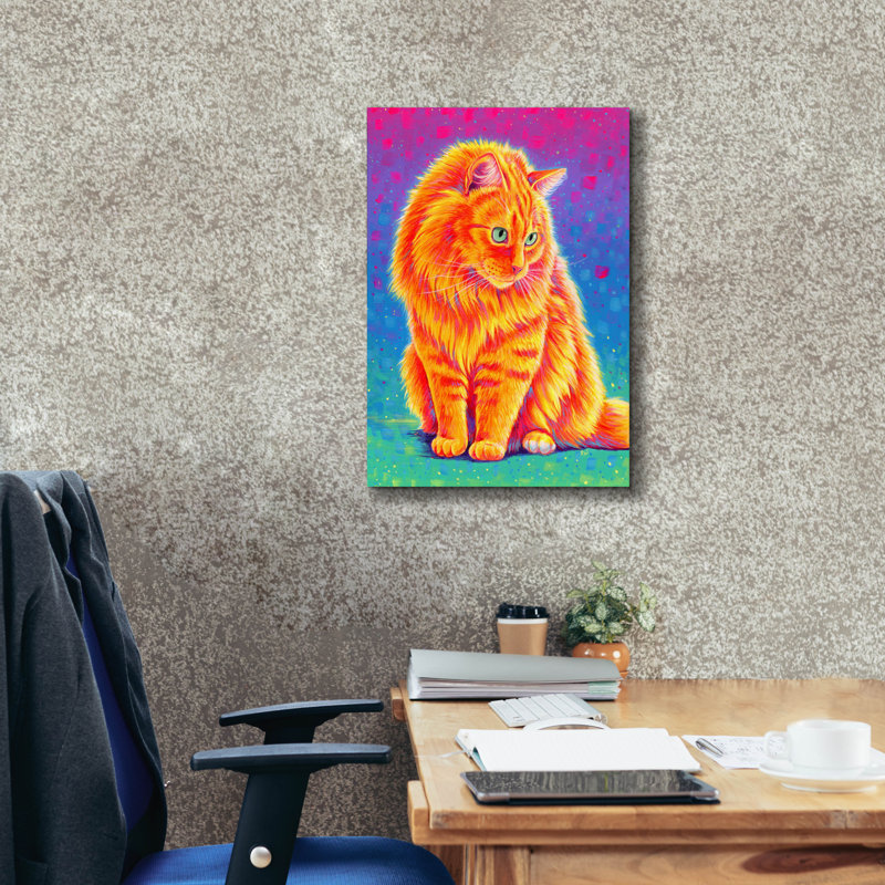 «Longhaired Orange Tabby Cat» par Rebecca Wang, art mural sur toile, 18 po x 26 po, H 26 po x l 18 po x P 0,75 po