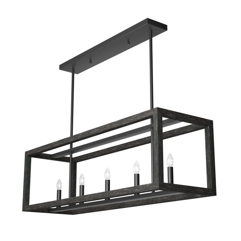 Squire Manor 5 - Light Kitchen Island Linear Pendant Light, Matte Black