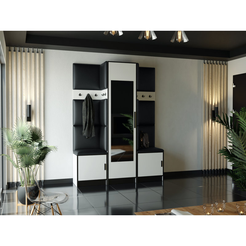 Syverson Hall Tree 160cm Wide with Bench, White