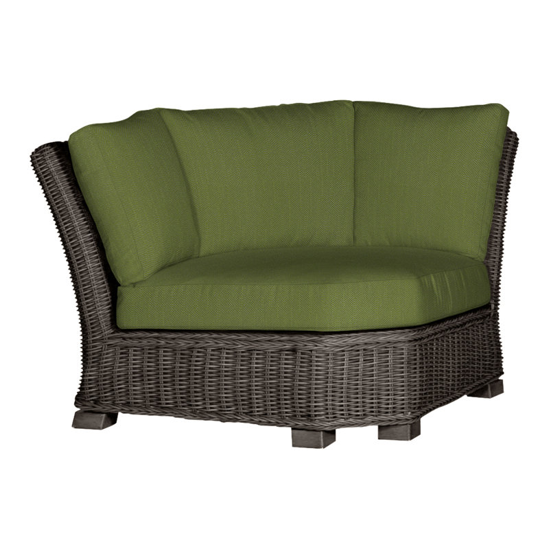 Rustic Woven Sectional Corner, Rollo Lace InsideOut® Linen, No Welt, Black Walnut