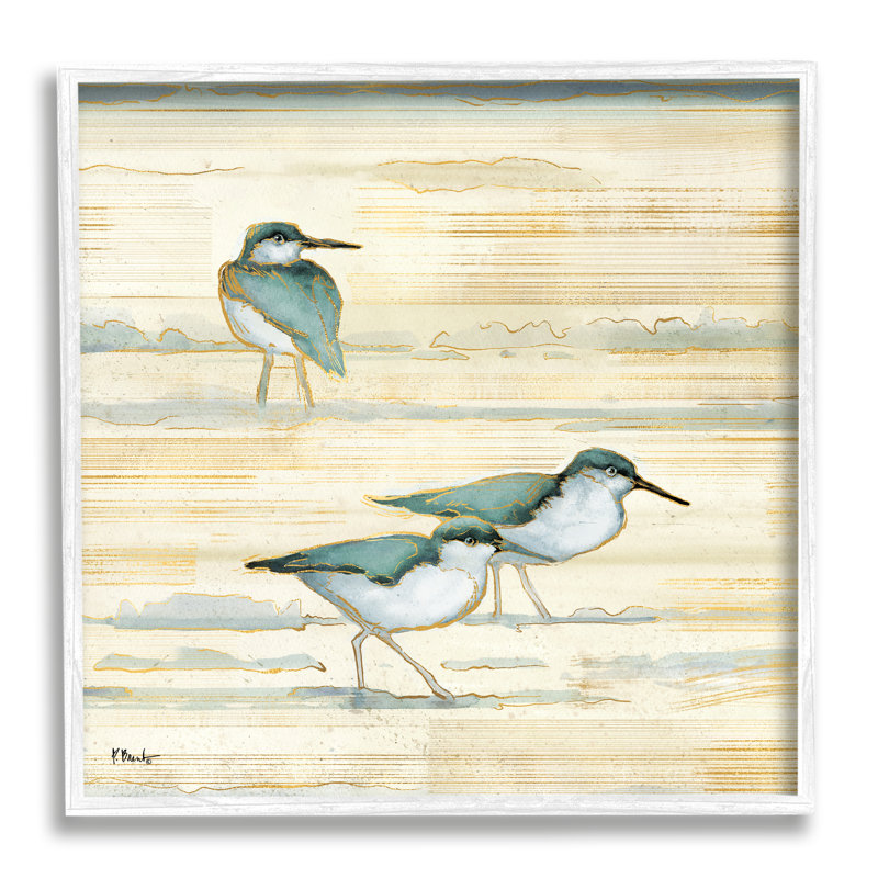 «Oceanside Sandpipers Beach Birds» par Paul Brent - peinture sur bois, H 12 po x l 12 po x P 1,5 po