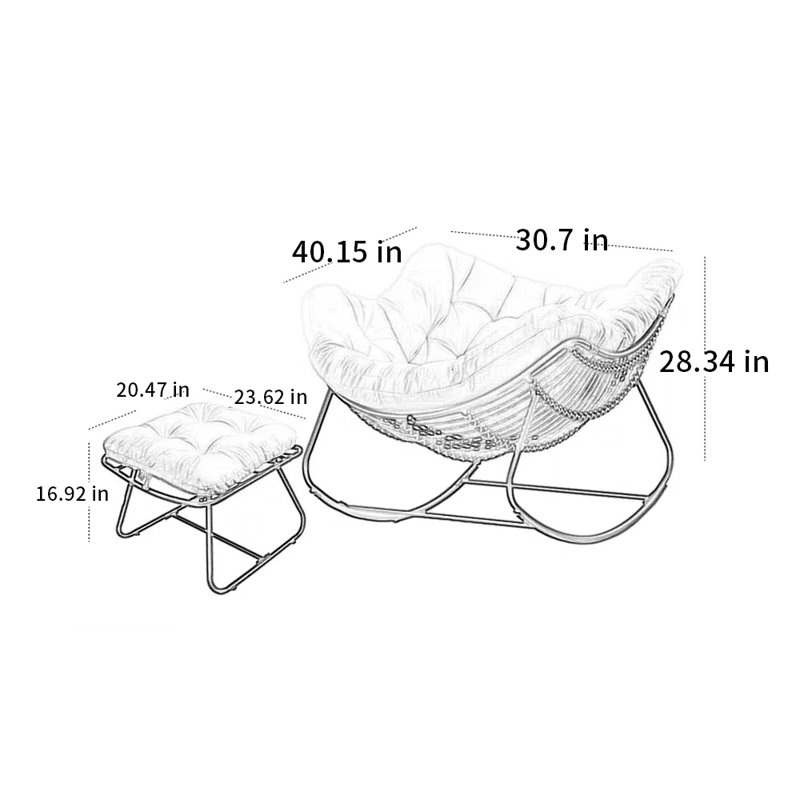 Chaise berçante Lazy Home, Noir / brun, Gris riz