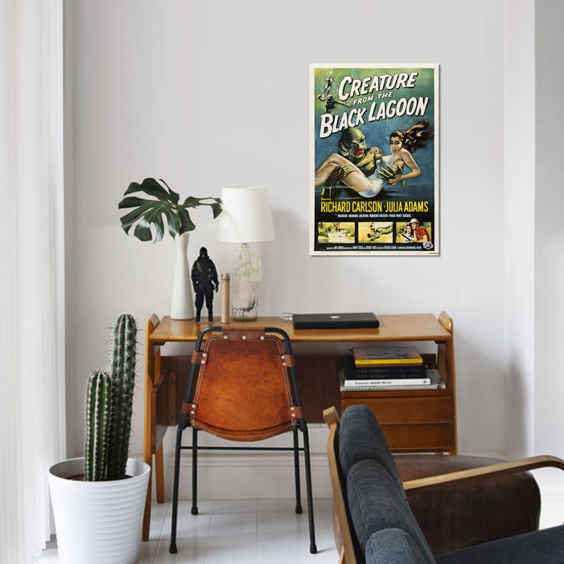 « créatures from the lagon (1954) », affiche rétro sur toile, H 26 po x l 18 po x P 1,5 po, Toile tendue, Pas de tapis