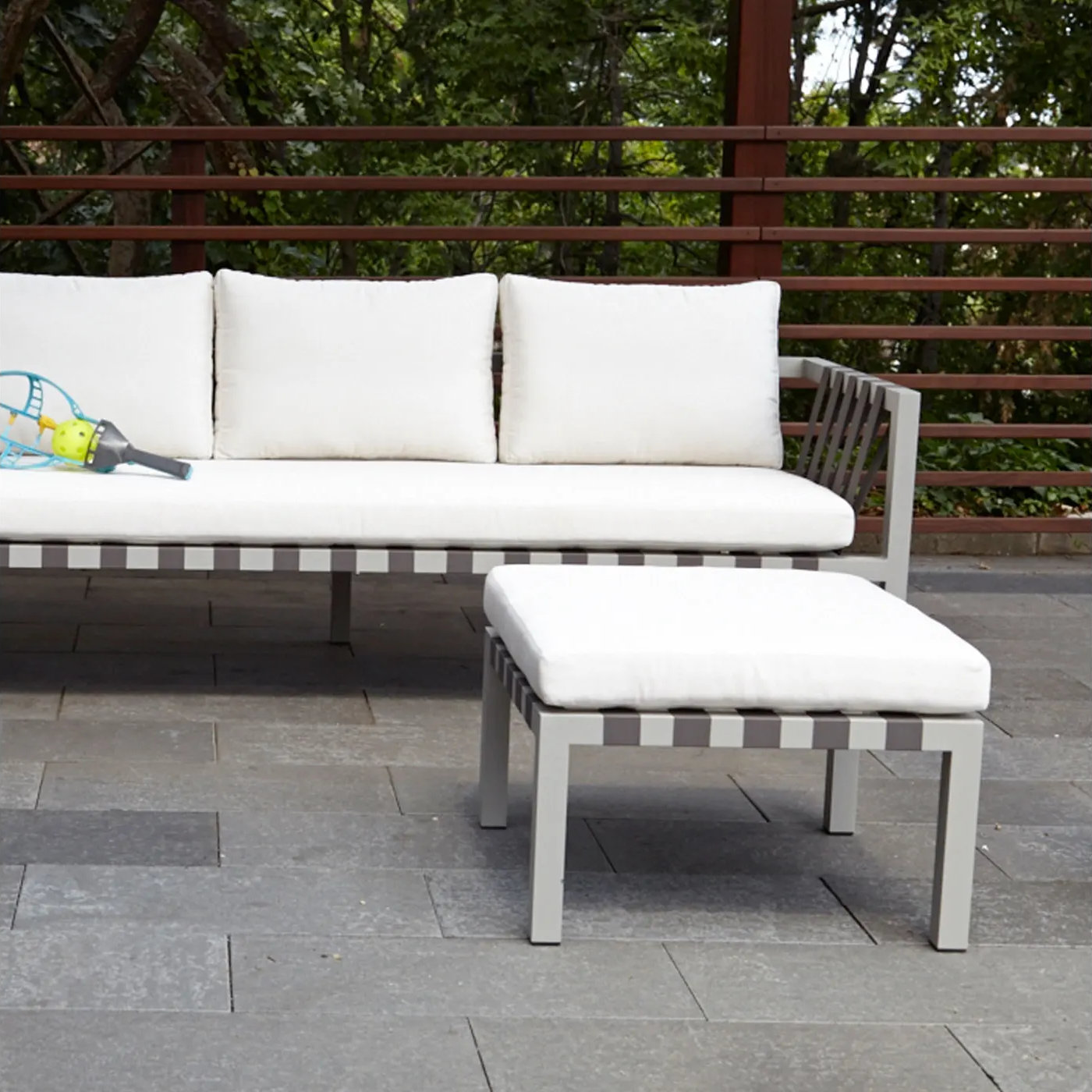 Jibe Upholstered Outdoor Ottoman with Cushion, Canvas Canvas Sunbrella® Canvas