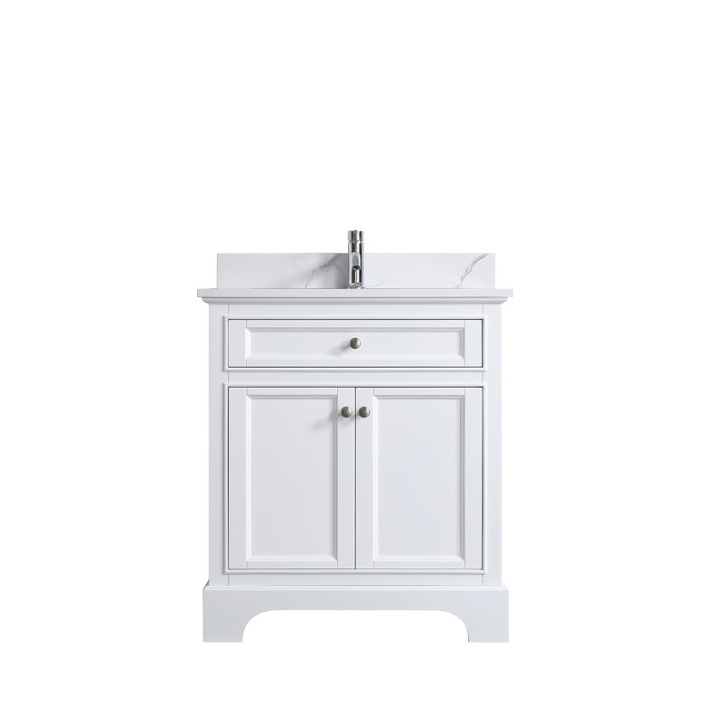 Barbaraanne 30 po L x 22 po P 2 portes Meuble-lavabo autoportant avec évier simple et Comptoir en Marbre de Calcutta d'ingénierie