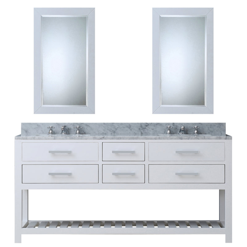 Madalyn 60" Double Sink Bathroom Vanity Set with Mirror, Cashmere Gray, 72"