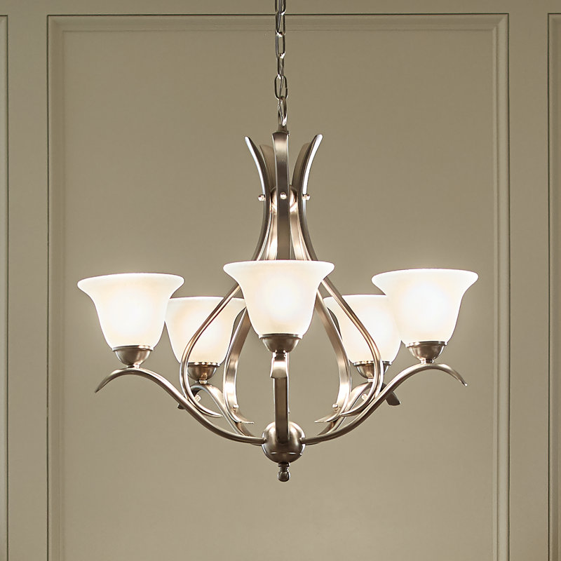 Lustre empire 5 lumières Dover, Nickel brossé