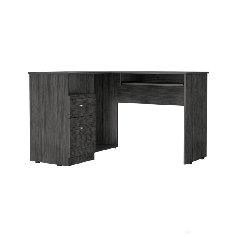 2-Drawer 1-Shelf L-Shaped Computer Desk(Desk), Gray
