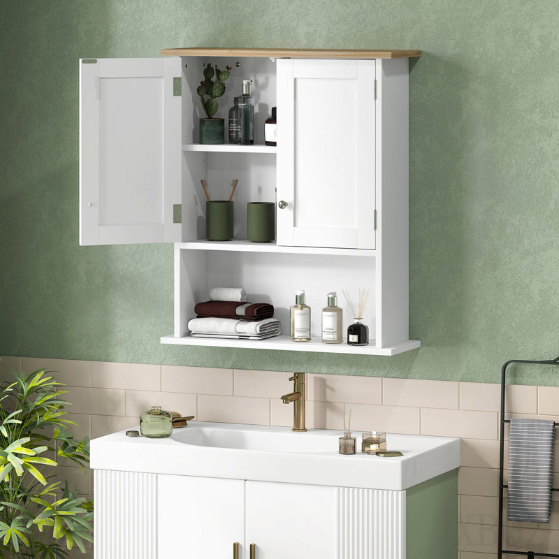 Armoire à pharmacie murale avec 2 portes, tablette réglable, au-dessus de la toilette, Homcom