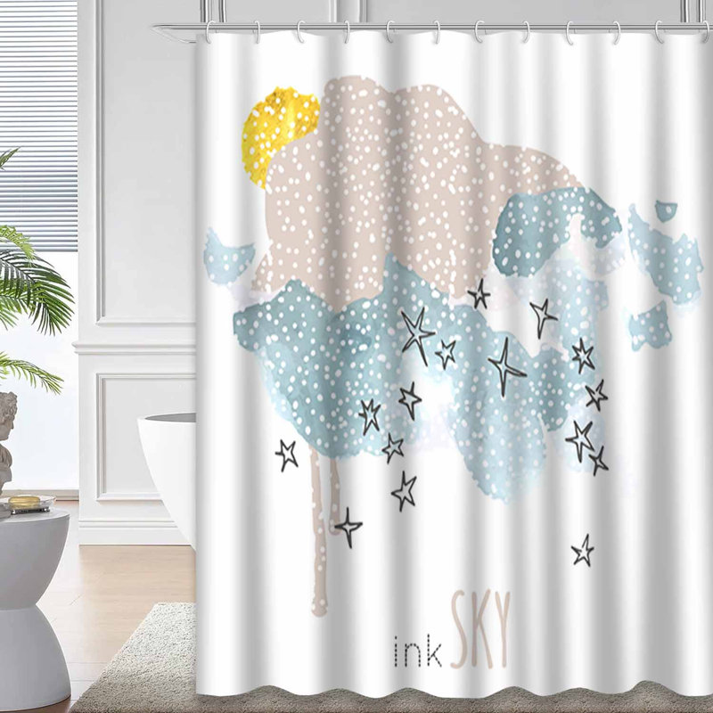 Rideau de douche avec 12 crochets Night Sky Stars Moon Snow, L 72 po x l 72 po