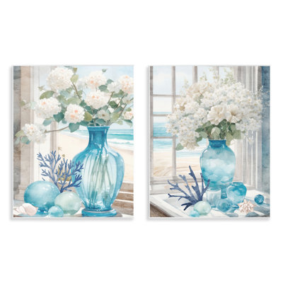 «Sea Glass Coral Beach Bouquet», ensemble de 2 plaques murales par Kim Allen