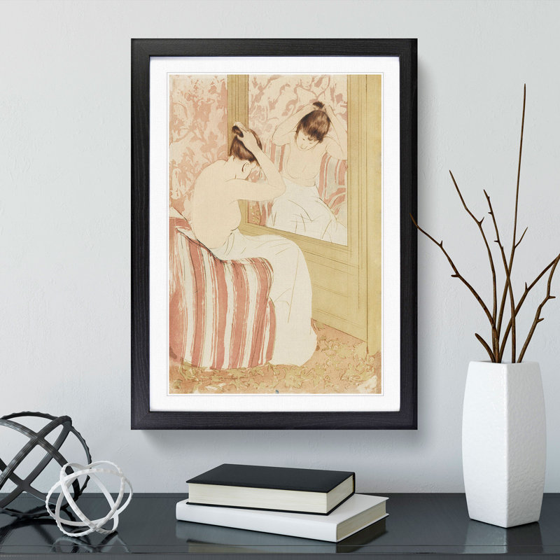 The Coiffure by Mary Cassatt - Picture Frame Graphic Art, 36cm H x 27cm W x 2cm D, Black Framed
