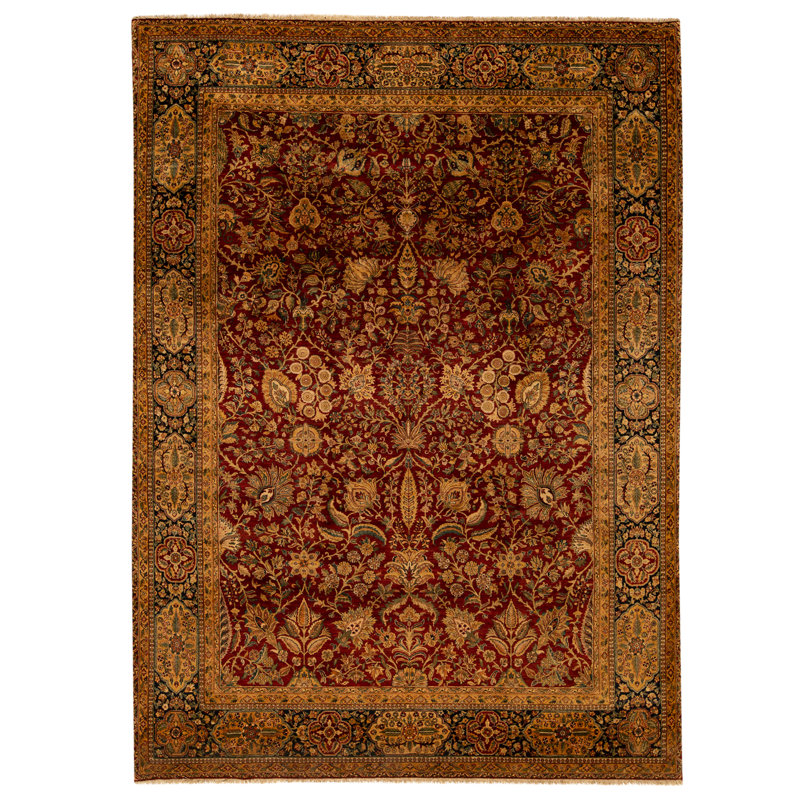 Hand Knotted Wool Oriental Area Rug in Red And Blue