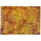 Tapis unique en viscose noué à la main rouge / jaune / or 8 pi 7 po x 12 pi Grunge