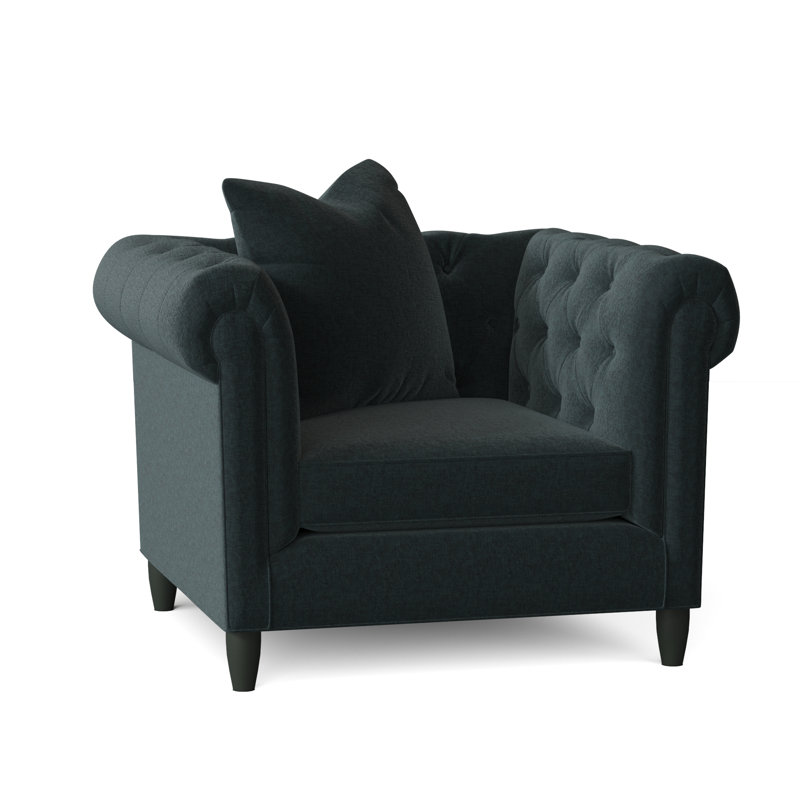 Fauteuil Chesterfield l 43 po Caspar, Chenille Napa bleu sarcelle