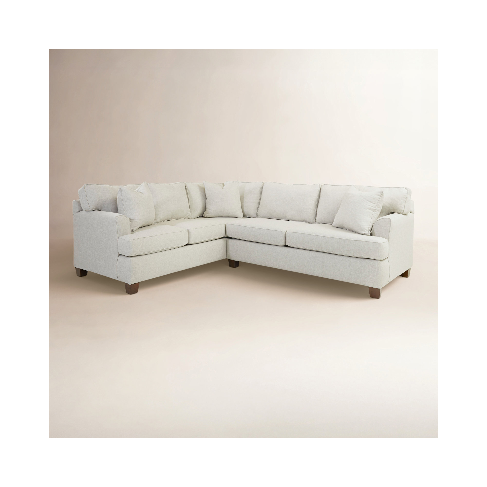 Conradina Upholstered L-Sectional, Drusky Ivory Sustain® Basketweave, Left Hand Facing