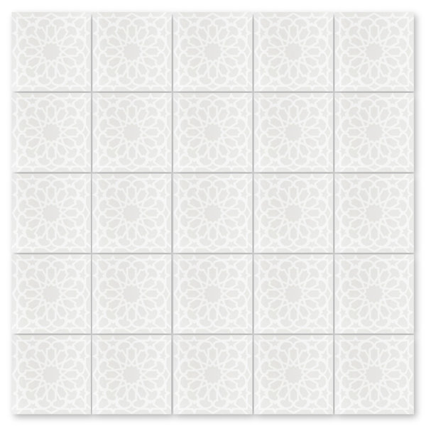 Andalusia Petite Fog 8" x 8" Cement Patterned Wall & Floor Tile