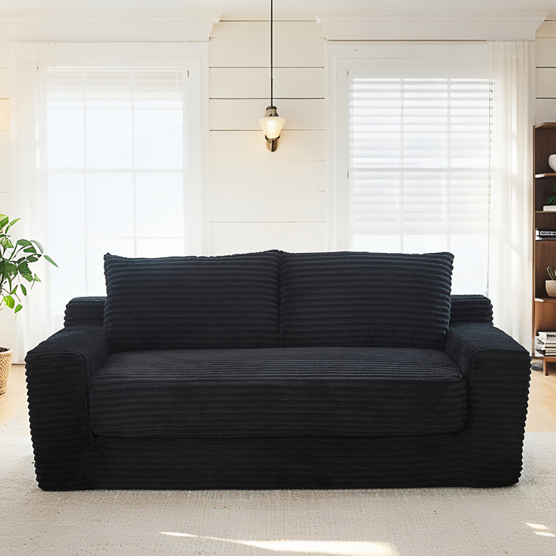 Upholstered 70.87'' Loveseat, Black Fabric