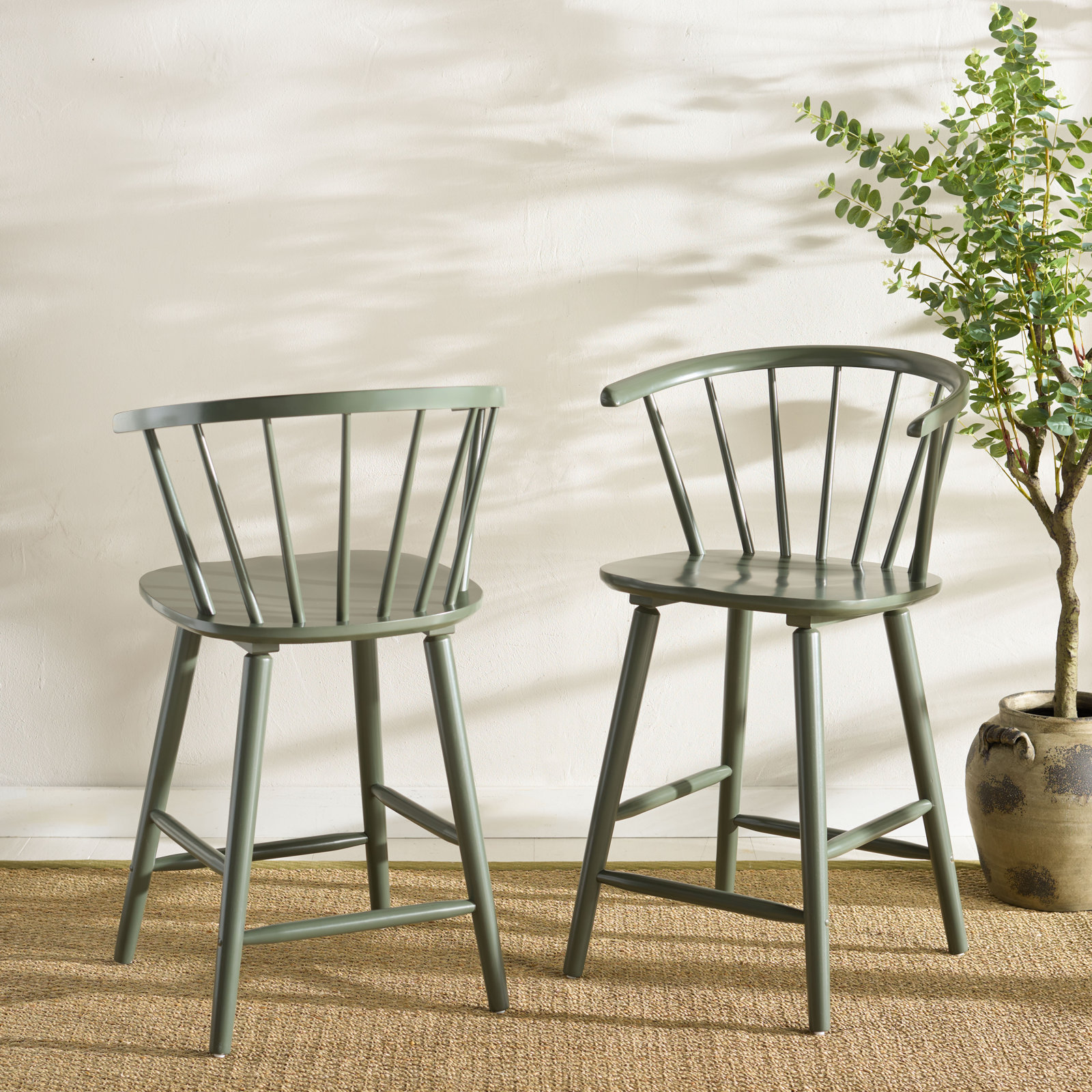 Sheffield Solid Wood Bar & Counter Stool, Counter Stool (23" Seat Height), Dusty Green